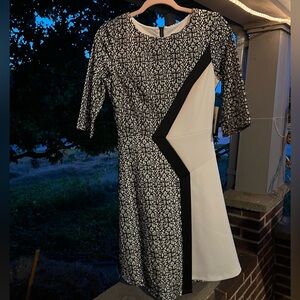 Jax Black and Ivory Knee Length Dress